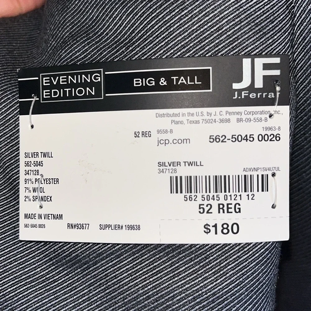 NWT-J.Ferrar-Big& tall-52 REG-silver twill-Evening edition-sports coat/jacket.